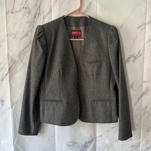 VINTAGE SASSON PARIS NY - GREY BLAZER JACKET WOOL BLEND WOMENS 10